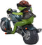 8.5"L Born To Ride Biker Frog Smoking Cigar On Blue Chopper Motorcycle Statue