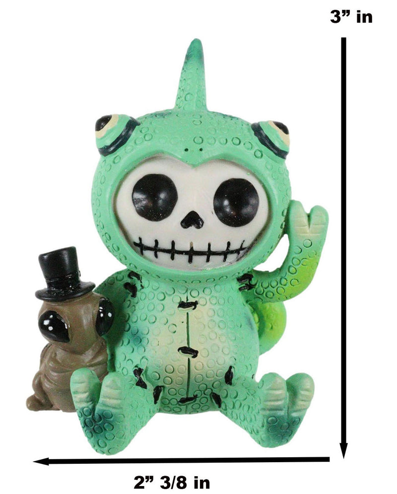 Furrybones Camo The Chameleon With Cricket Figurine 3"H Skeleton Furry Bones