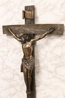 Large Faux Bronze 30"H INRI Jesus Christ On Cross Wall Hanging Crucifix Plaque
