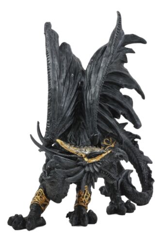 Deimos Roaring Golden Armored Dragon Statue 8"Long Fantasy Collector Home Decor