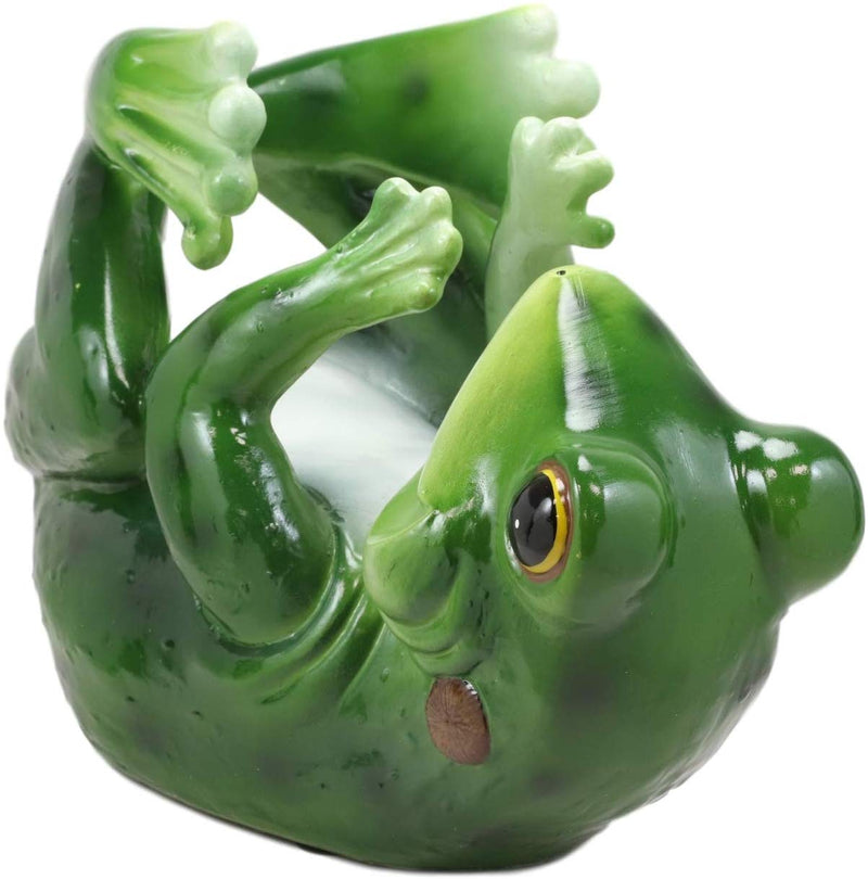 Ebros Rainforest Green Tree Frog Wine Bottle Holder Caddy Figurine 10.25" Long