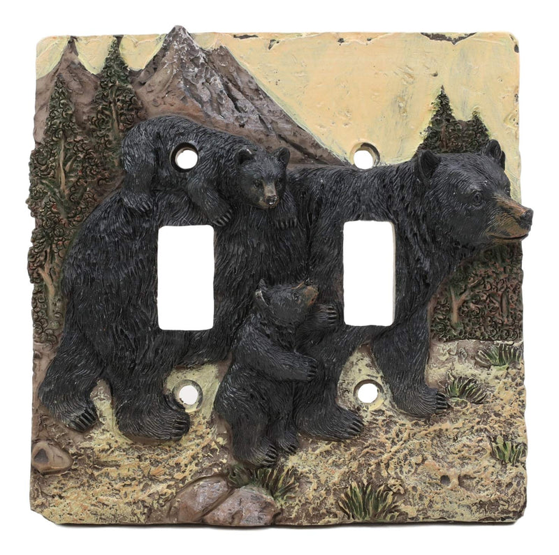 Rustic Western Bear And Cubs Double Toggle Light Switch Plate Cover Set Of 2