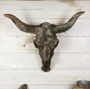 Rustic Western Faux Driftwood Steer Bison Bull Cow Skull Wall Decor Plaque