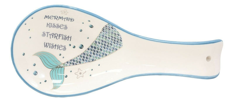 Ocean Marine Mermaid Kisses Starfish Wishes Ceramic Kitchen Utensil Spoon Rest