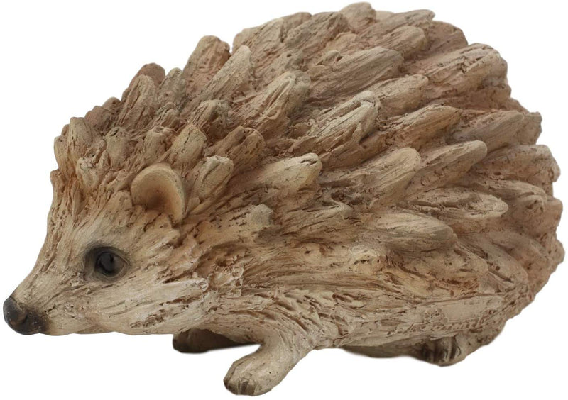 Ebros Tiki Totem Baby Hedgehog Garden Resin Statue 5.75"L Faux Driftwood Finish