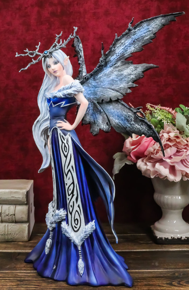 Amy Brown Large Winter Frost Fairy Queen with Crown of Branches Statue Collector