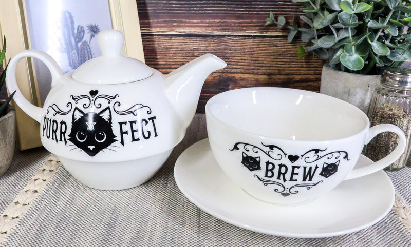 Pentagram Purr Fect Cat Brew Stackable Tea Pot And Cup With Saucer Set Of 3