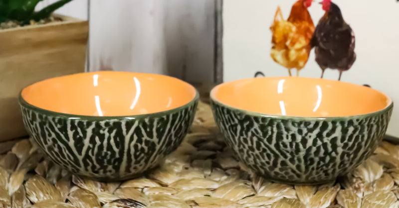 Ceramic Gourmet Presentation Fruity Cantaloupe Design Small Dipping Bowls Set