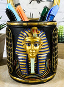 Egyptian King Tut Pharaoh Pen Holder 4"H Tutankhamun Bust Stationery Organizer
