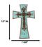 Rustic Southwestern Tuscany French Fleur De Lis Antiqued Turquoise Wall Cross