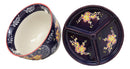 Ebros Japanese Dining Tempura Udon Noodles And Tentsuyu Dipping Sauce Large 6"D Bowl With Condiment Divider Lid And Built In Chopsticks Rest With Bamboo Chopsticks Set (Blue Spring Blossoms)