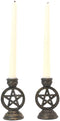 Set of 2 Wicca Pentagram Pentacle In Circle Taper Candle Or Cone Incense Holders