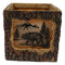 Rustic Pine Forest Black Bear Faux Carved Wood Bark Night Light Lamp Sculpture