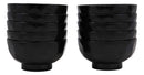 Ebros Japanese Contemporary Black Lacquer Ridged Bowls Made In Japan Set of 10