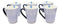 Set of 6 Eleanor Blue And White Linear Patterns Contemporary Porcelain Mugs 10oz