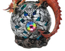 Elemental Red Fire Dragon Perching On LED Gyrosphere Orb Night Light Statue