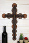 Christian Rustic Tree Bark Log Circles With Layered Nail Spikes Wall Cross