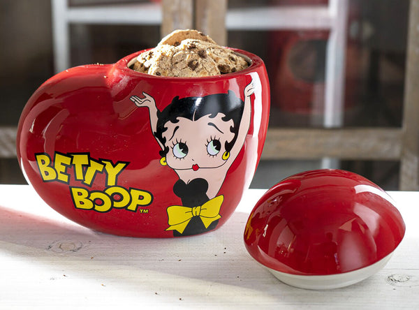 Vintage Red Heart Shaped Love Betty Boop Ceramic Cookie Jar