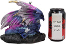 Ebros Violet Blue Midnight Sky Gemstone Mother Dragon with Baby Wyrmling Statue 7.25" Long Home Decor Resin Medieval Fantasy Dungeons and Dragons Figurine