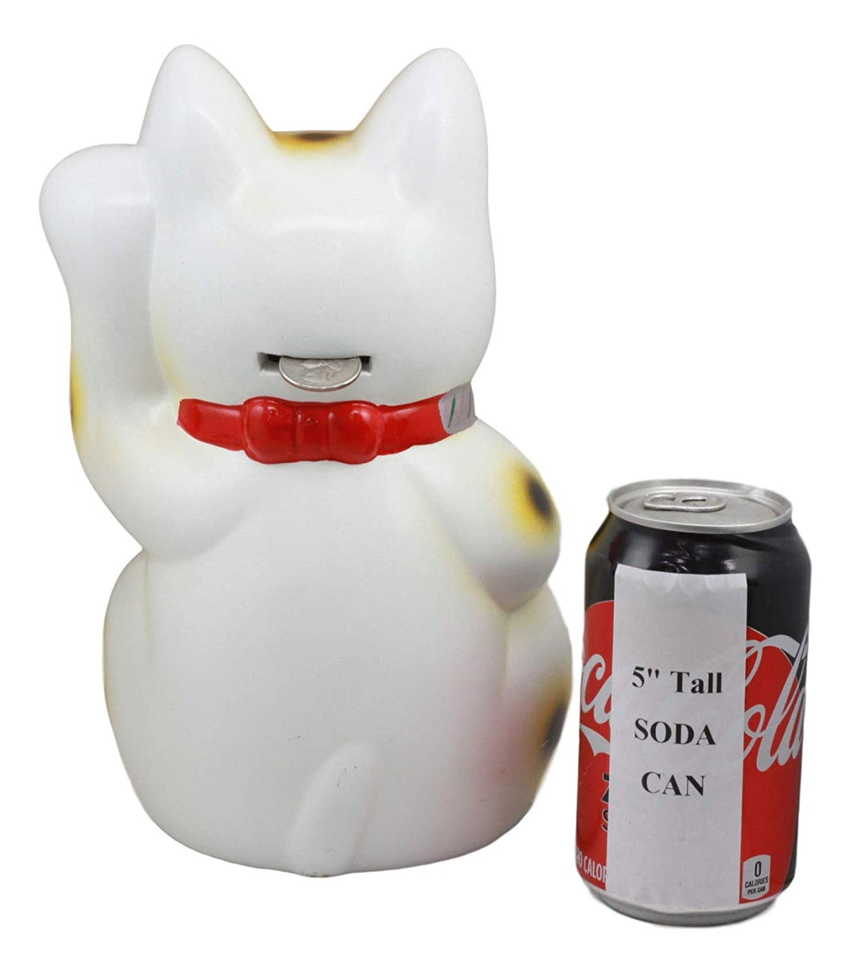 Ebros Japanese Luck and Fortune White Cat Maneki Neko Coin Bank Ceramic 9.5"H - Ebros Gift