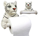 Jungle White Siberian Bengal Tiger Baby Cub Toilet Paper Holder Figurine 8.25"H