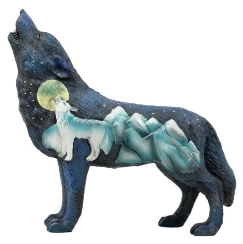 Starry Nights Native Tribal Howling Wolf Totem Spirit Figurine Collection 6.25"L