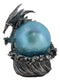 Silver Ocean Dragon Riding Tidal Sea Waves With Colorful LED Sphere Orb Figurine