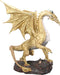 Ebros Large Gold Midnight Dragon Statue Home Decor Resin Dragon Sculptural 15" H