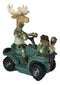 Rustic Western Elk Moose With Captured Man Hunter Driving ATV Car Figurine