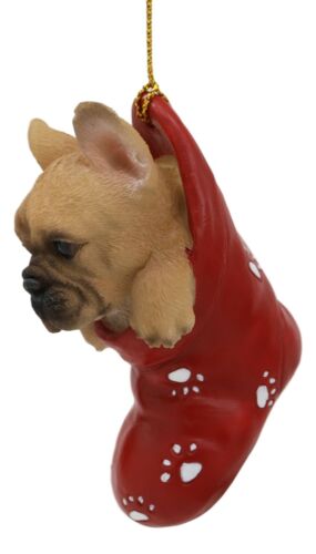 Realistic Frenchie French Bulldog In The Sock Small Hanging Ornament Figurine