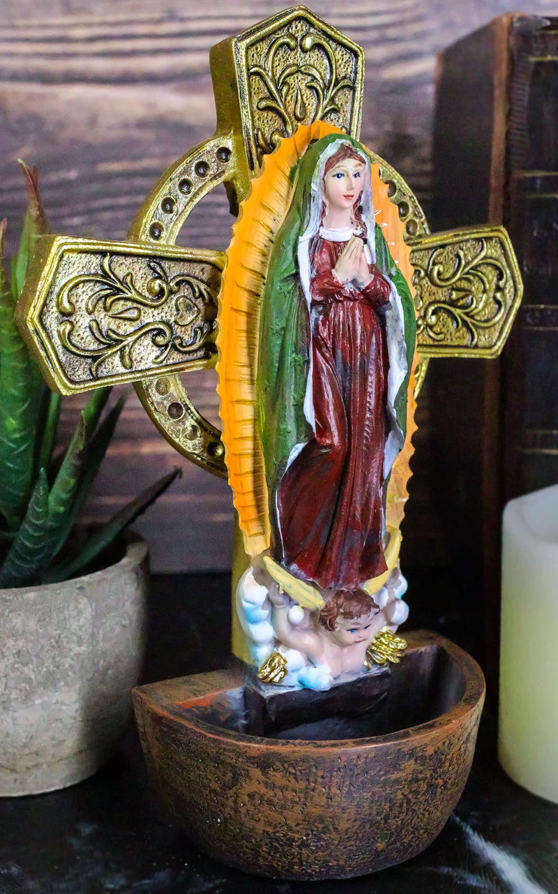 Ebros Lady of Guadalupe Holy Water Font Wall Decor 6.75 Inches Tall Catholic