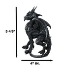 Gothic Fantasy Medieval Ember Crystal Heart Black Dragon Crouching Figurine
