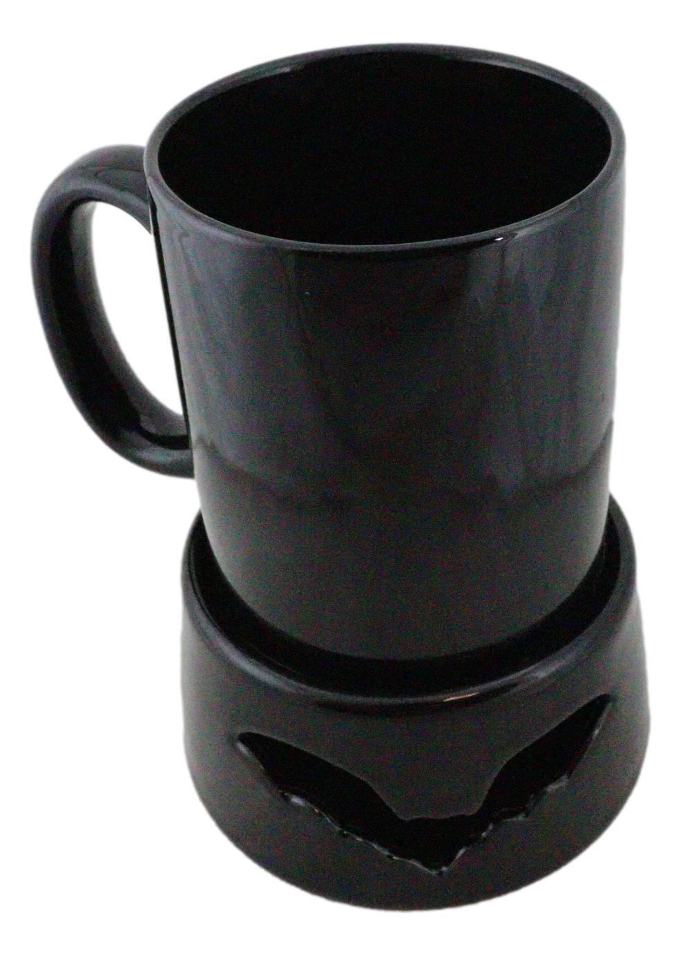 Wicca Vampire Bat Black Cup With Candle Holder Mug Warmer Shadow Caster Set