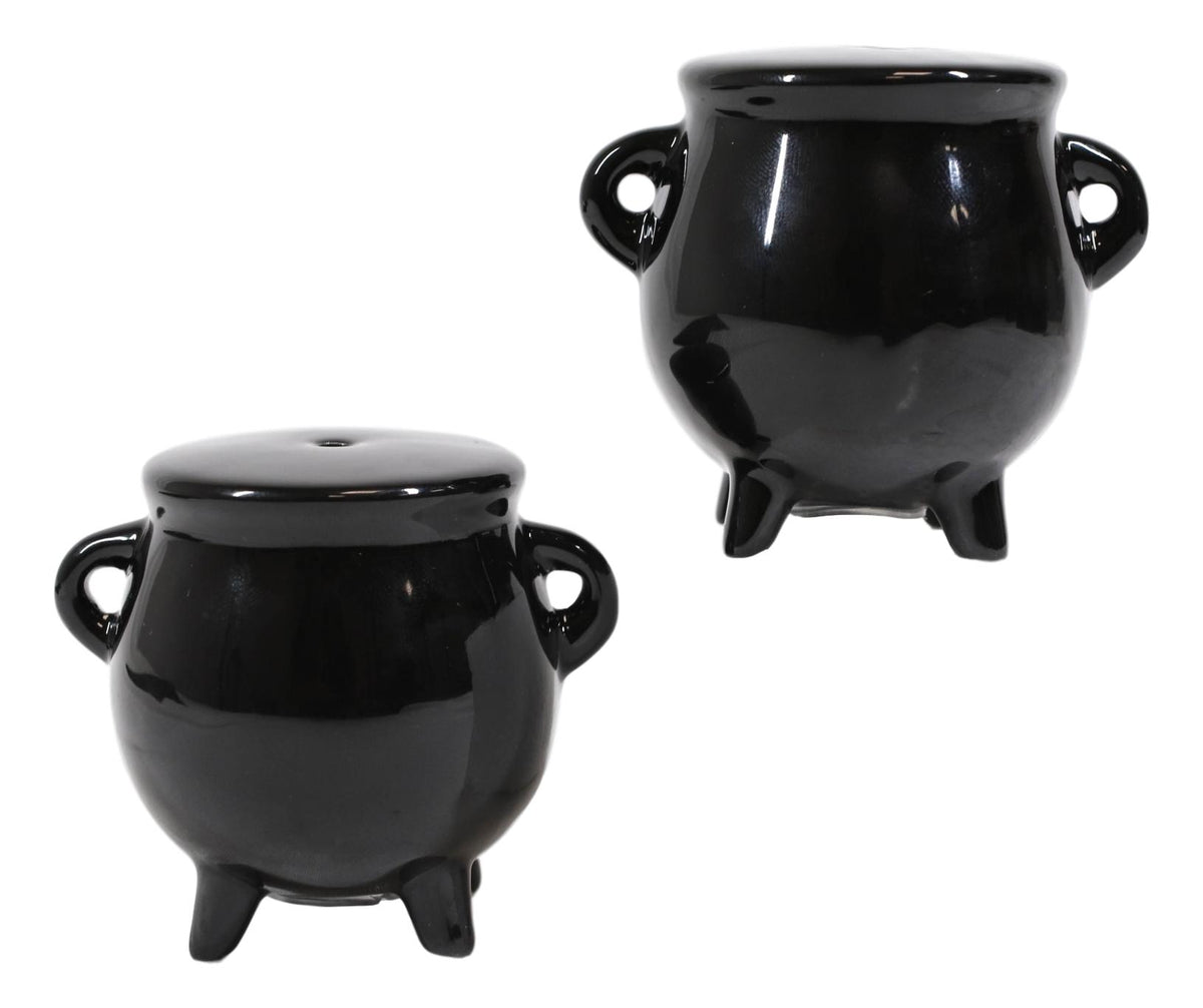 Ebros Halloween Witching Hour Witch Magic Black Cauldrons Salt N Pepper Shakers - Ebros Gift