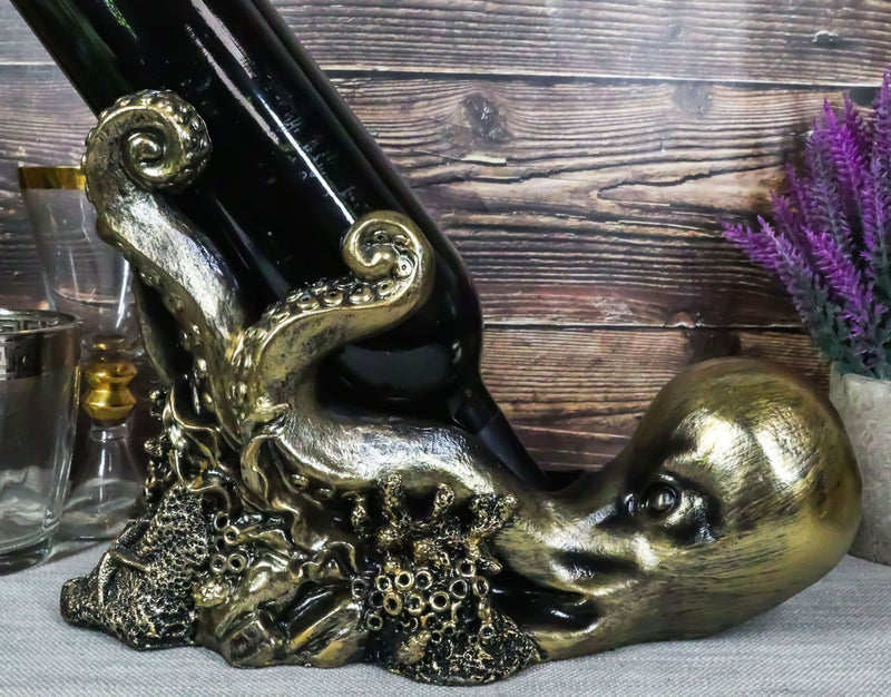 Ebros Nautical Deep Ocean Octopus Wine Holder Cephalopod Giant Creature Kraken Wine Caddy Figurine 11"Long