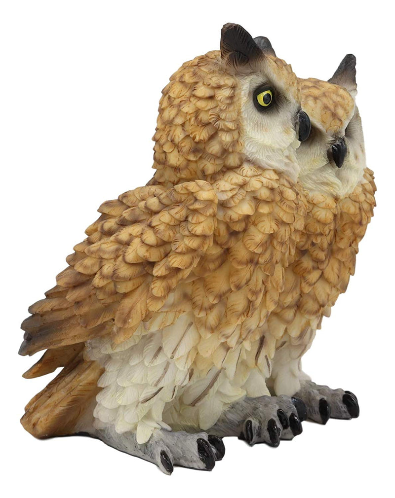 Ebros Mystical Two Brown Great Horned Owl Couple Statue 7.25"Tall Whimsical Forest Nocturnal Taxidermy Owls Figurine