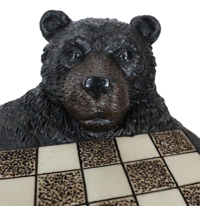 Rustic Western Forest Black Bear Checkerboard With Bear Paw Color Checkers Set