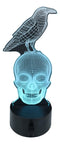 Ebros Gothic Raven On Grinning Skull Acrylic Art Panel Colorful LED Night Light