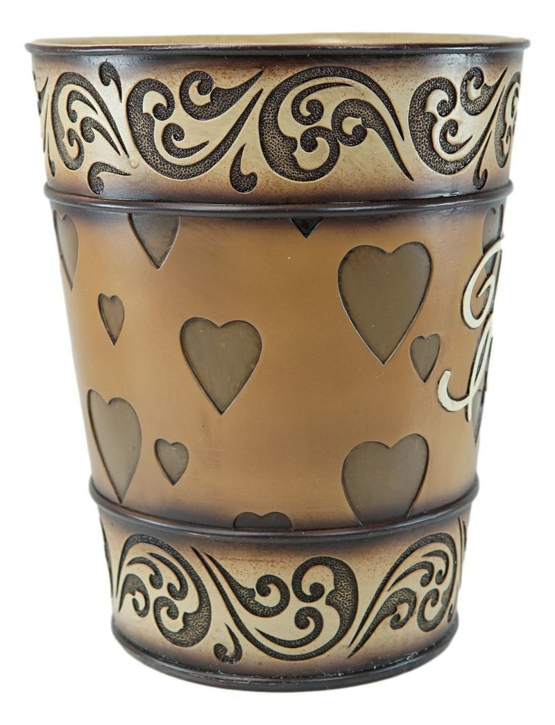 Western Rustic Tuscany Scroll Art Inspirational Family Waste Basket Trash Bin