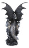 Large Rune Armored Dragon On Pedestal Tea Light Candle Holder Statue Figurine