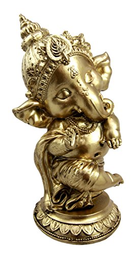 Ebros Hindu Elephant God Ritual Dancing Ganesha Golden Statue 6" H Deity of Arts Wisdom and Knowledge Decor Figurine (Dancing Ganesh) - Ebros Gift