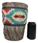 Rustic Western Turquoise Aztec Vector Pattern Faux Wood Waste Basket Trash Bin
