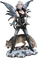 Ebros Fairy Goddess Artemis Hunting with Gray Wolf Statue 10" Tall Fantasy Fae