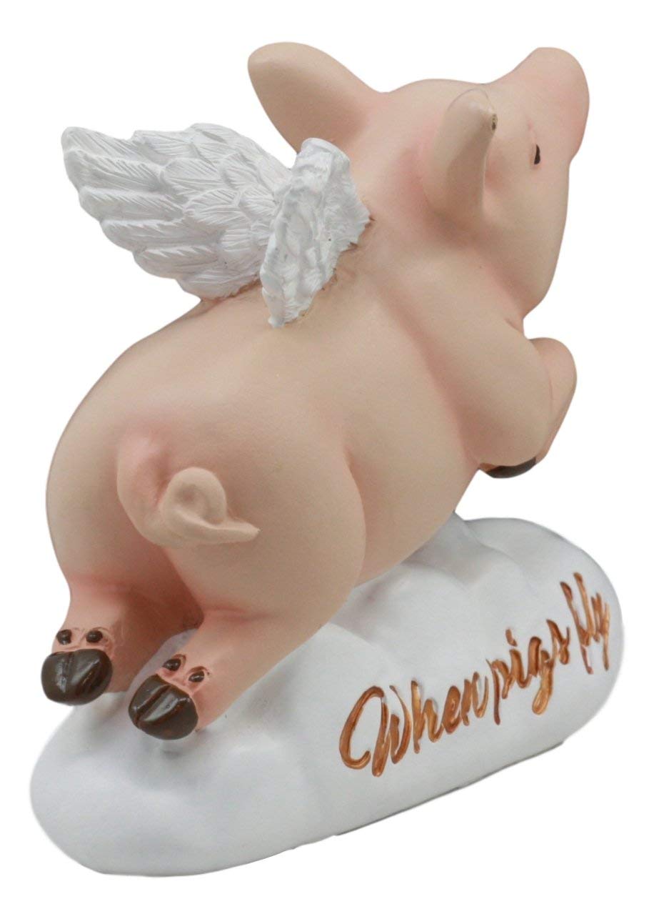 Ebros When Pigs Fly Heavens Flying Pig With Angel Wings On Cloud 9 Statue 4"L