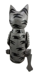 Balinese Wood Handicrafts Grey Striped Coat Feline Cat Puppet Toy Figurine 17"H