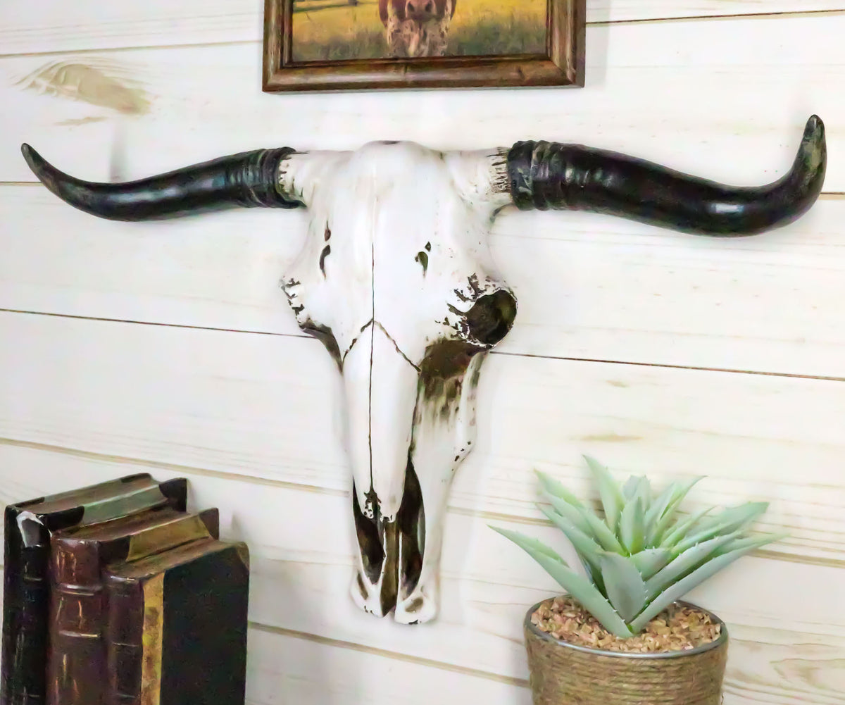 Rustic Western Longhorn Bull Cow Steer Head Skull Wall Decor Plaque 20.5"L