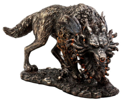 Ebros Gift Viking Norse Mythology Fenrir Statue 8.25"L Vánagandr Giant Wolf