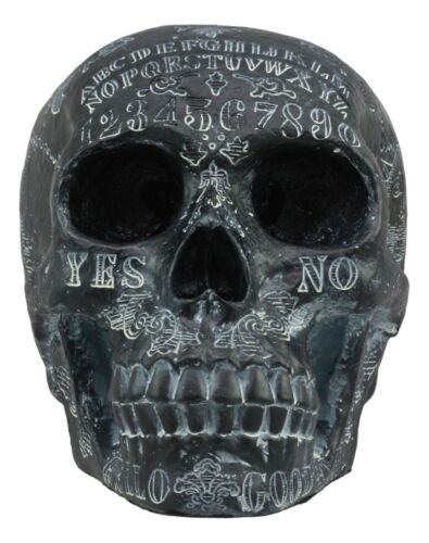 Ebros Black Astrology Paranormal Ouija Spirit Skull Statue 8.5"L Supernatural