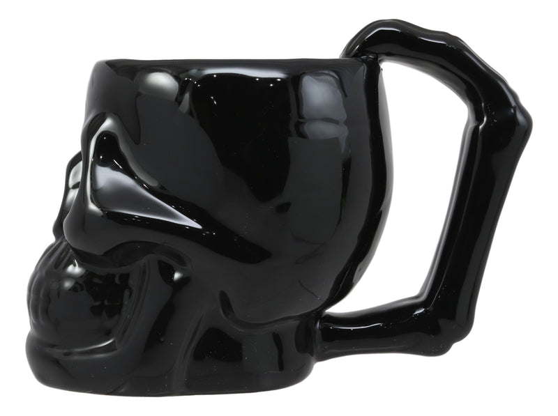 Ebros Macabre Decor Death Black Bone Skull Drinking Coffee Mug 12oz Ceramic Drink Cup