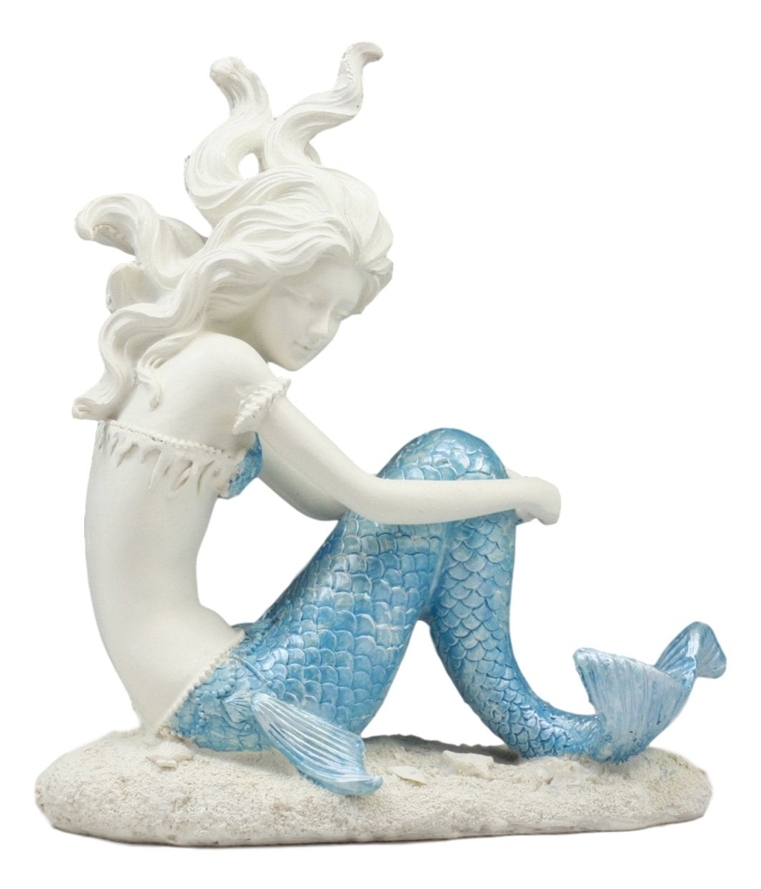 Ebros Lovesick Mermaid Sitting On Ocean Floor Statue 6.5" Tall Mermaid Figurine